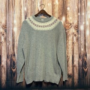 Womens Vintage wool blend yoke patterned nordic style sweater